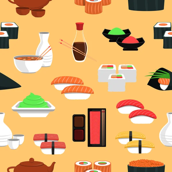 Patrón sin costura de sushi — Vector de stock