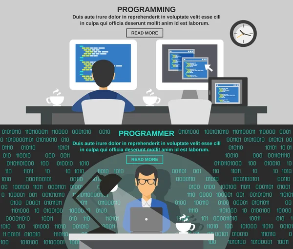Ensemble de bannière de programmeur — Image vectorielle