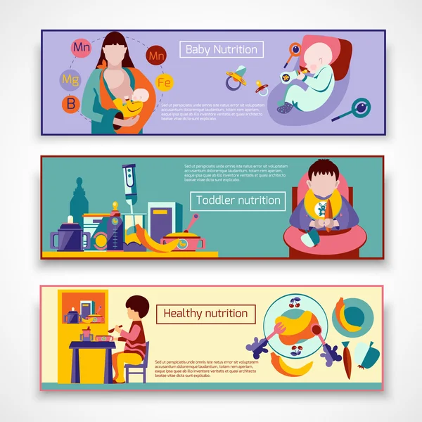 Baby Nutrition Banner Set — Stock Vector