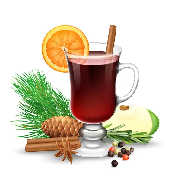 Rode glühwein voor Winter en Kerstmis — Stockvector