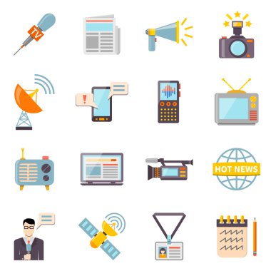 Kitle iletişim araçları Icons Set