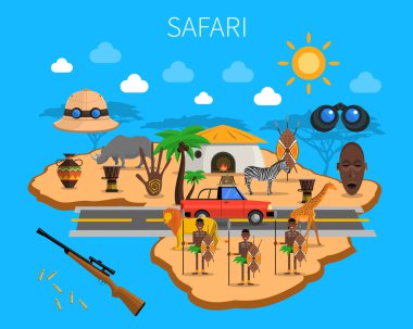 Safari konsept illüstrasyon