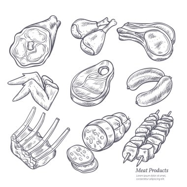 Gastronomic Meat Products Sketches