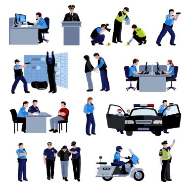 Policeman People Flat Color Icons clipart