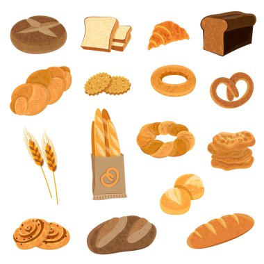 Taze ekmek düz Icons Set
