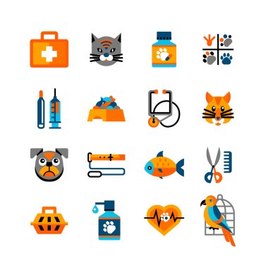 Veteriner Icons Set ile Pets