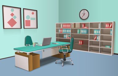 Realistic Office Interior Big Boss