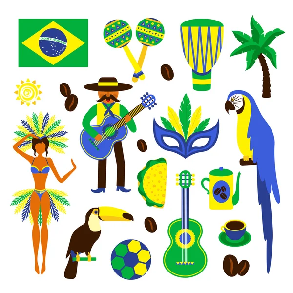 Brasil conjunto decorativo — Vetor de Stock