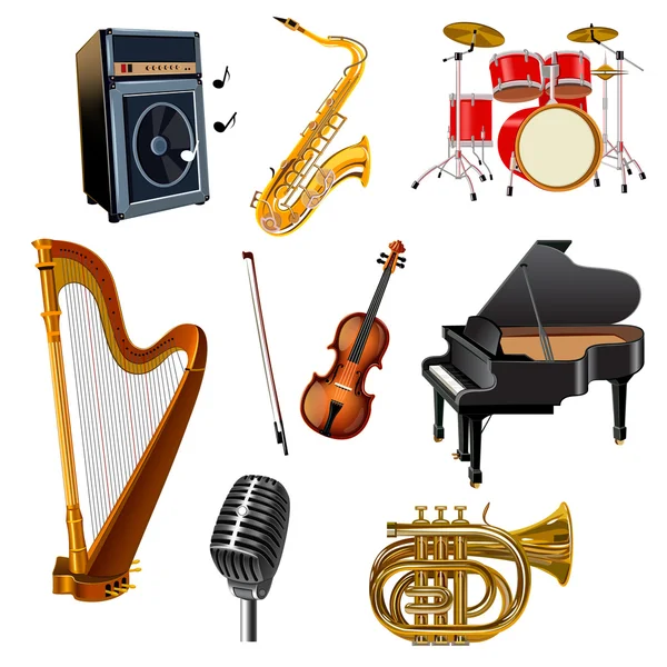 Conjunto de instrumentos musicales — Vector de stock