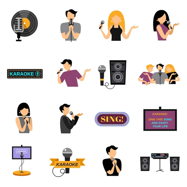 Karaoke düz Icons Set — Stok Vektör