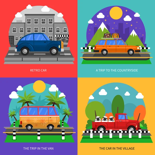 Conjunto de iconos de concepto de coches — Vector de stock