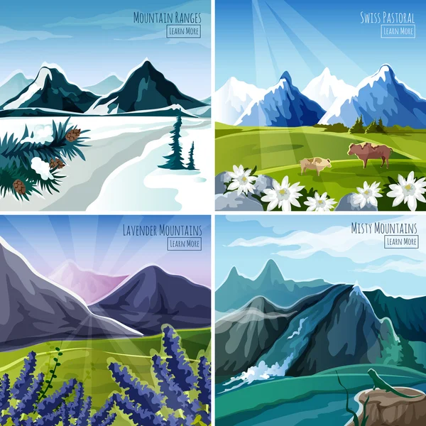 Mountain Landscapes Set — Stock Vector
