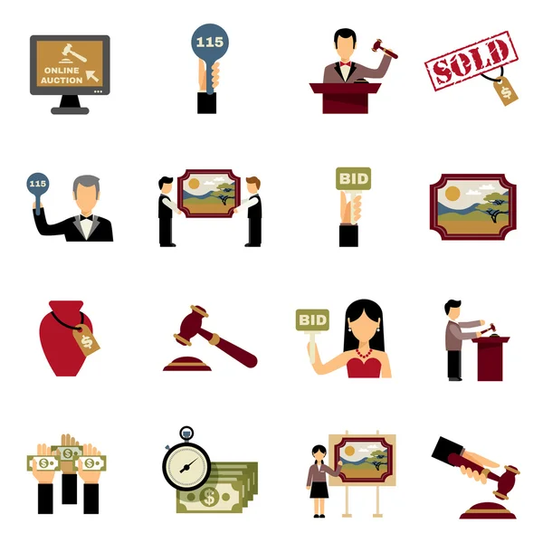 Auction Icons Set — Stock Vector