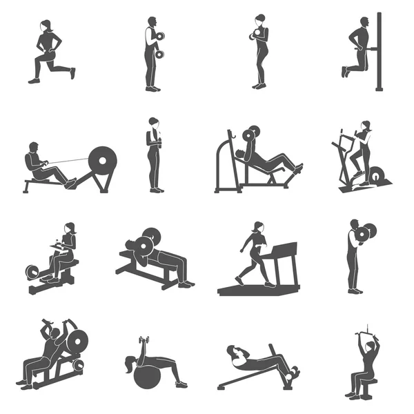 Salle de gym Workout People Flat — Image vectorielle