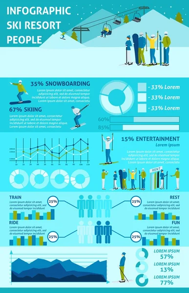 Dağlarda Infographic kış aktif dinlenme — Stok Vektör