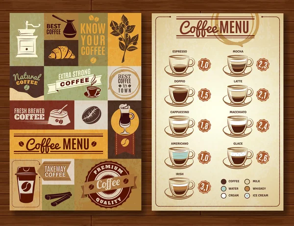 Menú Café Vintage 2 banners Junta — Archivo Imágenes Vectoriales