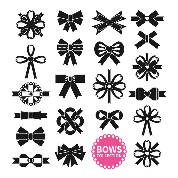 Black Bows Set — Stock Vector