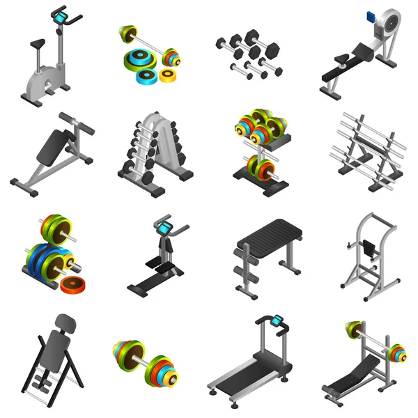 Gerçekçi Fitness Ekipmanları Icons Set — Stok Vektör