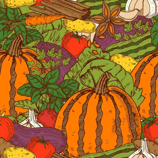 Vegetables Seamless Pattern — Stock Vector