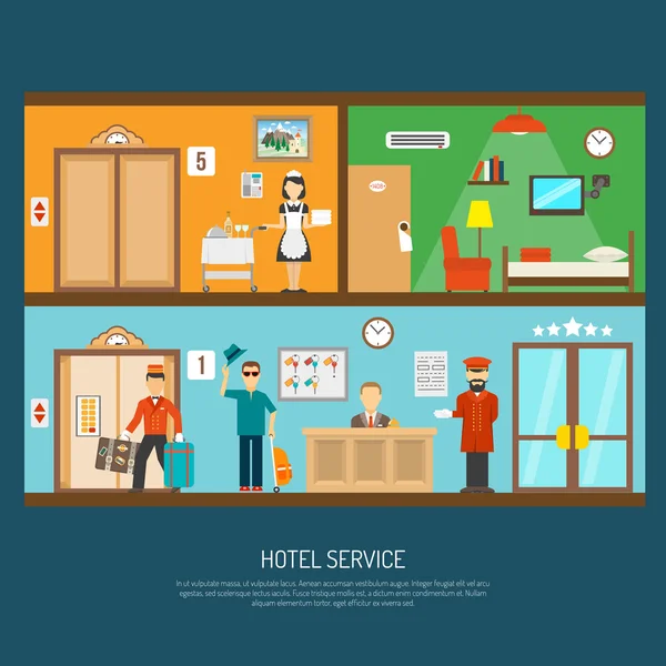 Ilustración del servicio hotelero — Vector de stock