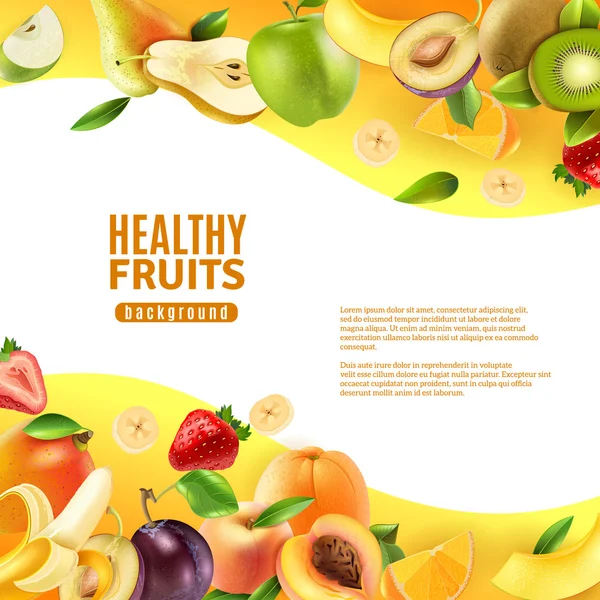 Banner de fundo de frutas saudáveis — Vetor de Stock