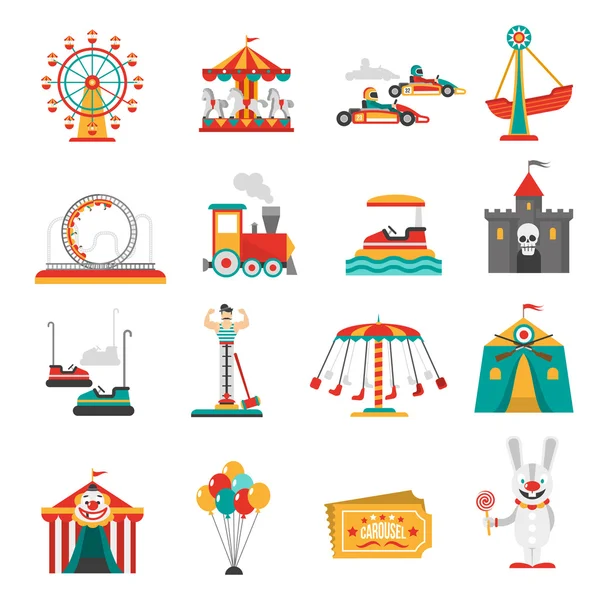 Iconos del parque de atracciones — Vector de stock