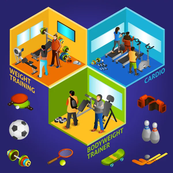 Équipement de sport Athlètes Isometric 2x2 — Image vectorielle