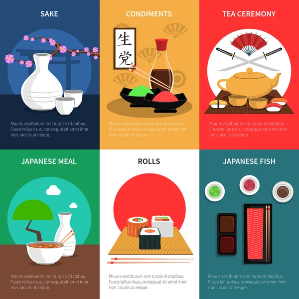 Conjunto de póster mini sushi — Vector de stock