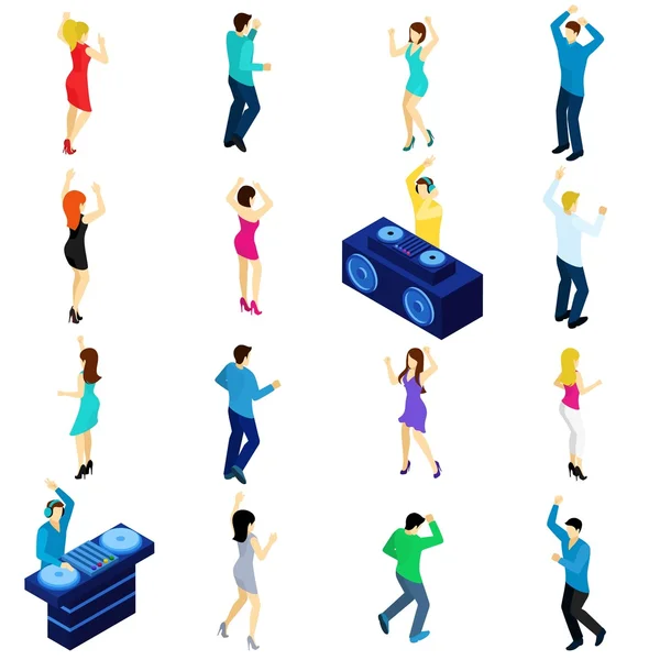 Gente bailando Isométrico — Vector de stock