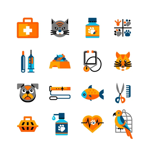 Veteriner Icons Set ile Pets — Stok Vektör