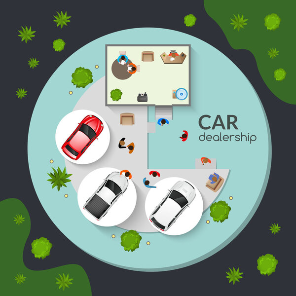 Дилерство Top View плоский плакат
