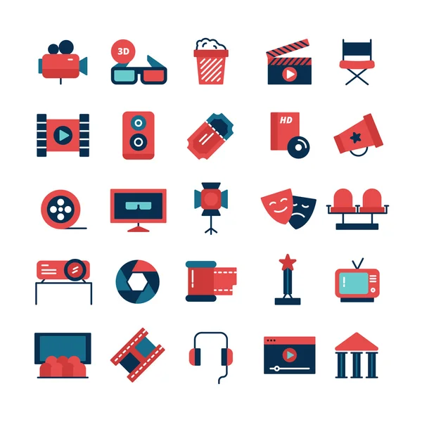 Flat Color Cinema Icons — Stockový vektor