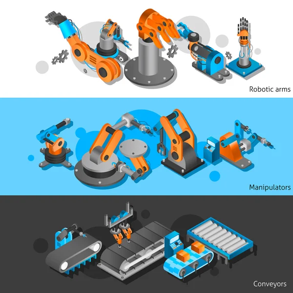 Conjunto de banner robot industrial — Archivo Imágenes Vectoriales