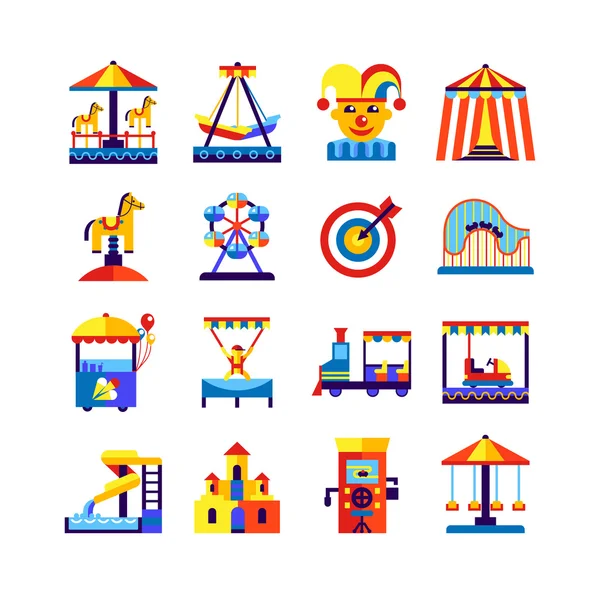 Parc d'attractions icônes ensemble — Image vectorielle
