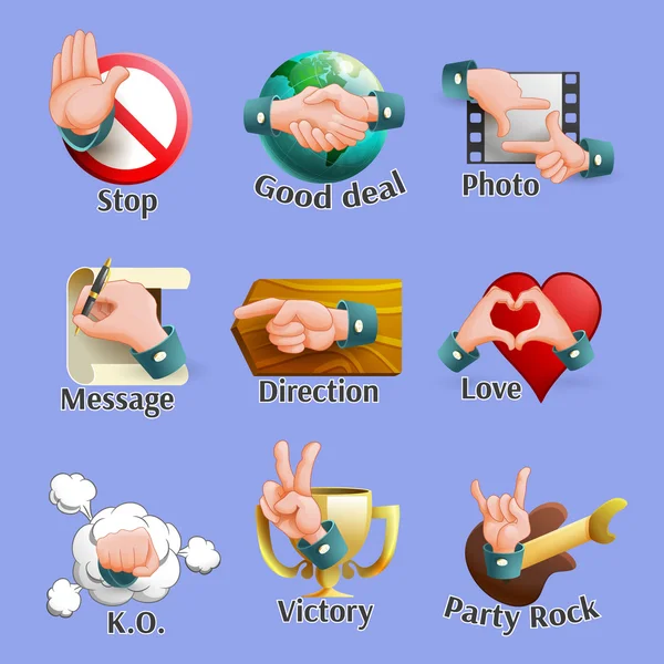 Web Social Gestures Emblems Set — Stok Vektör