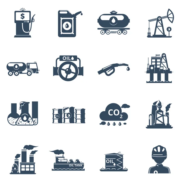 Conjunto de iconos de la industria petrolera — Vector de stock