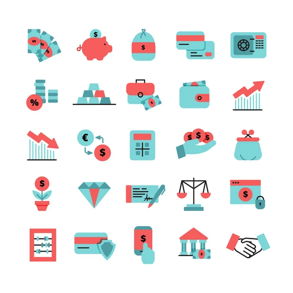 Flat Color Finance Icons Set — 스톡 벡터