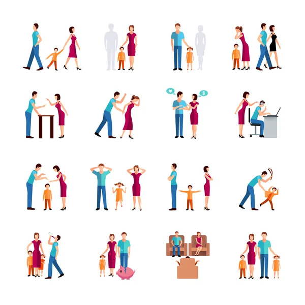 Family Problems Icons — Stock Vector