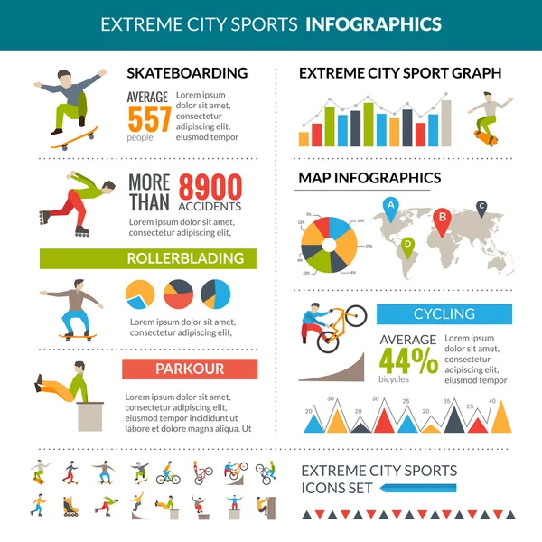 Extreme City Sports Infographics — 스톡 벡터