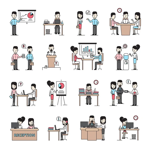 Business People Workplace Icons Set — 图库矢量图片