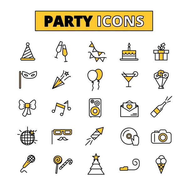 Party pictograms oitlined icons set — Stock Vector