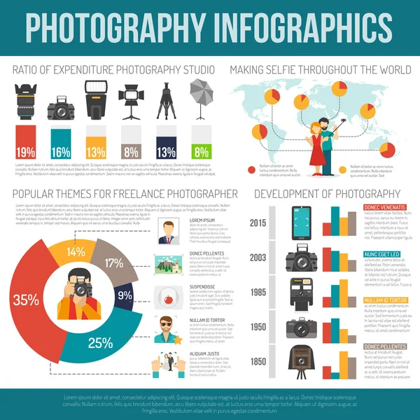 Set infografico fotografico — Vettoriale Stock