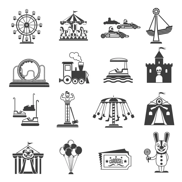 Iconos del parque de atracciones — Vector de stock