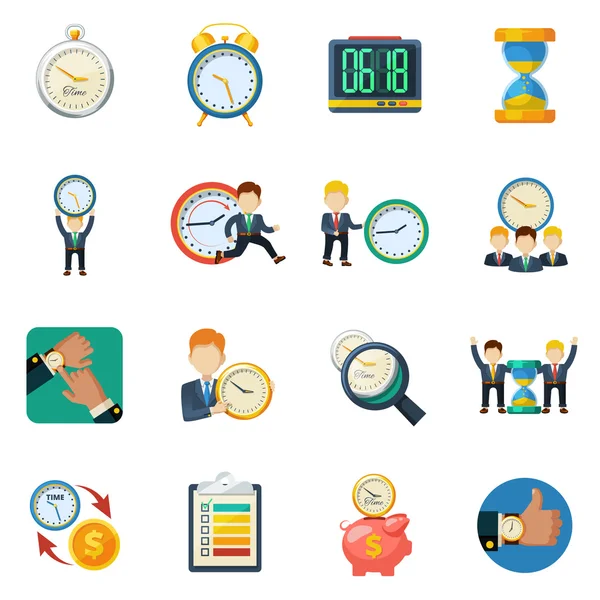 Time Managment Flat Icons Set — Stock Vector