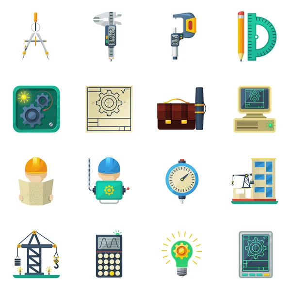 Engineer Flat Icons Set — Stock Vector