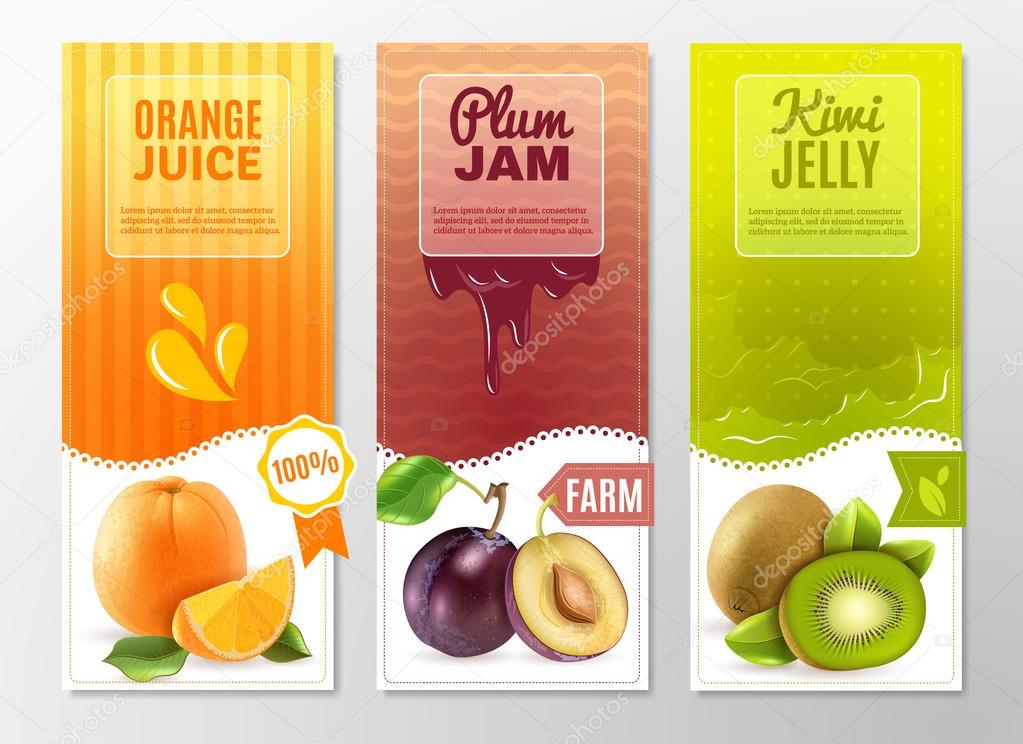 Fruits 3 Ad  Vertical banners set