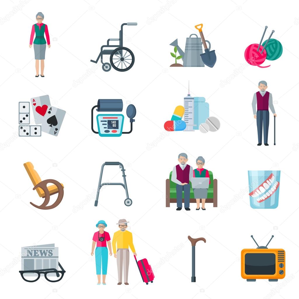 Pensioners Lifestyle Flat Icons