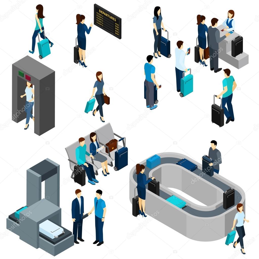 People In Airport Isometric