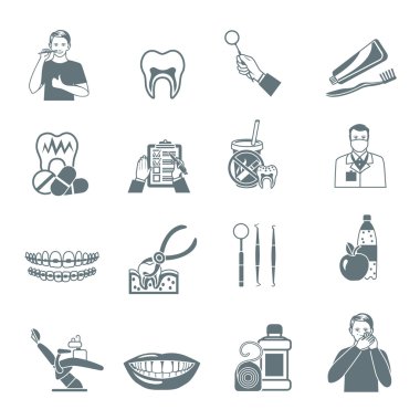 Dental Black  Icons Set