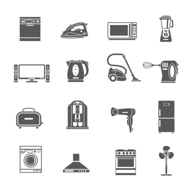 Siyah ev aletleri Icons Set
